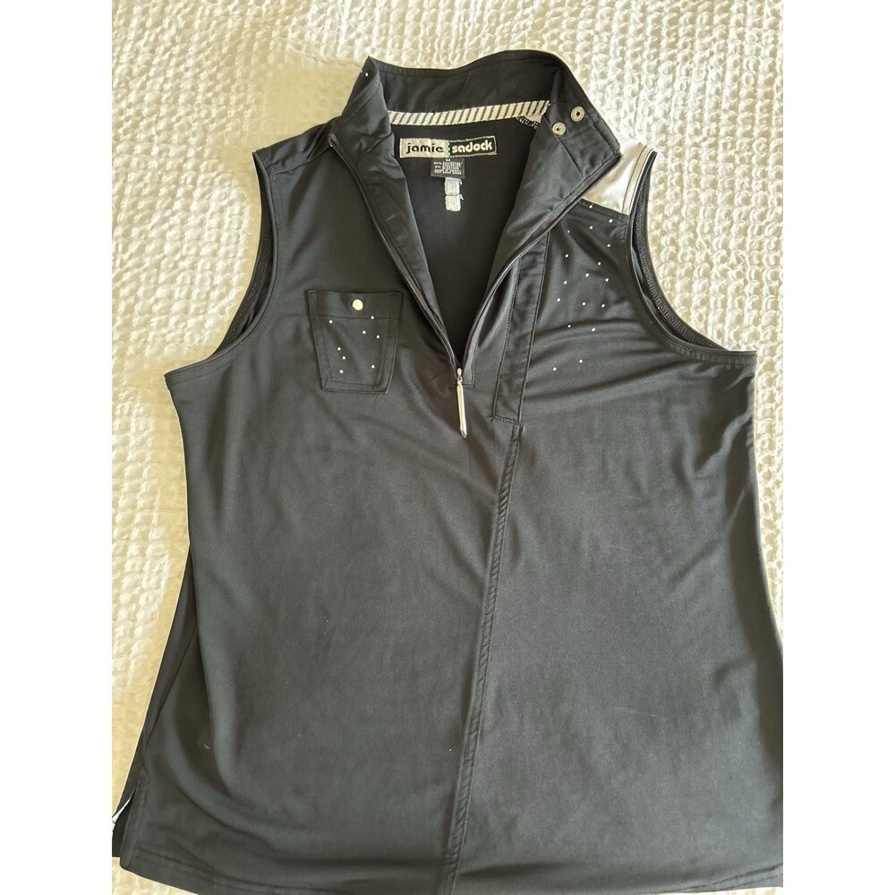 JAMIE SADOCK SZ M, Golf Shirt, Black -White With Silver Sparkle  1/4 Zip